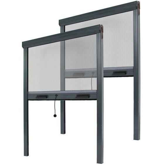 Avosdim - Lot stores moustiquaire alu - x2 - L150 x H160cm - Anthracite Ajustables