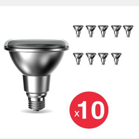 Lot x10 Ampoules LED PAR30, culot E27, 10,8W cons. (115W eq.), 1000 lumens, Blanc neutre (4000K)