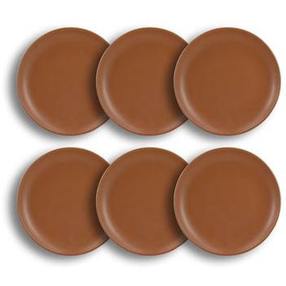 Lot6 assiettes a dessert arita 20.5cm en gres marron
