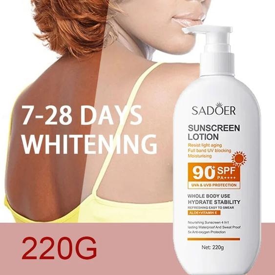 Lotion solaire pour le corps et le visage, Super 220ml, vitamine E, SPF 90 PA +++++, utilisation pour tout le corps, protection + hydrate