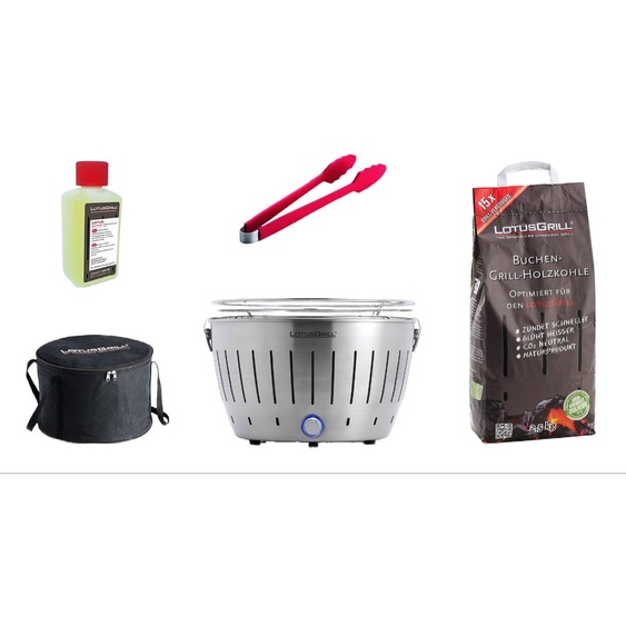 LotusGrill Starter-Set Classic 1xGrill en acier inoxydable avec connexion USB 5pcs