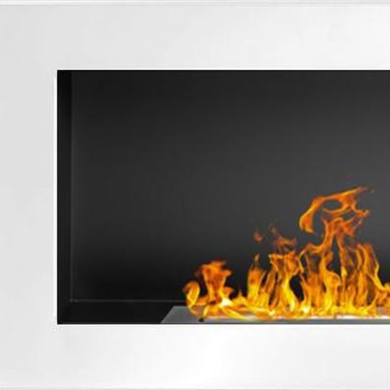 Lucca - Cheminée murale bioéthanol 90x40x12 cm avec brûleur 0,75 l en acier inoxydable blanc