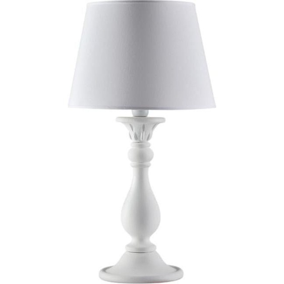 Lucca Lampe Shabby en bois blanc 1 lumière avec abat-jour dm.35 H.60 d.35 BL271-LM-BCO