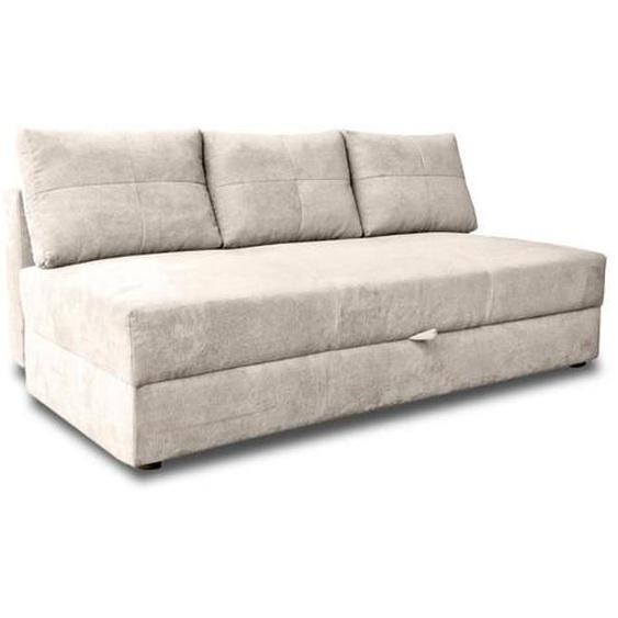 Lucina - canapé droit 3 places - convertible avec coffre - en velours - Beige