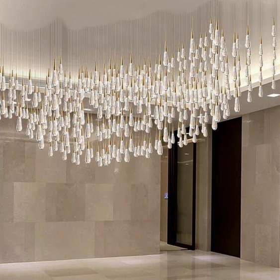 LUDOVICA Lustre de hall dhôtel Style nordique salon lustre Villa Hall Duplex haut plafond cristal LED lampe suspendue personnalisable