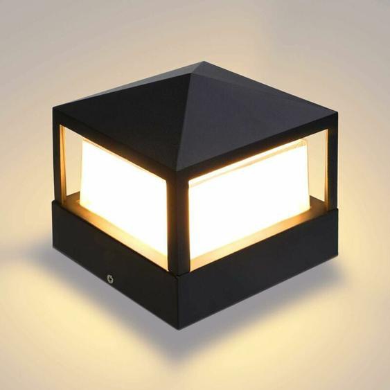 Lumière de pilier extérieure pour porte, villa, jardin, pelouse, clôture, étanche IP65 en aluminium, éclairage blanc chaud. - Ulisem
