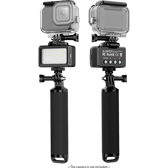 Lumière de remplissage LED sous-marine, 5 W, kit de plongée, 2700 K-5600 K, batterie intégrée, 40 m/130 pieds de profondeur étanche, 7 effets de scène avec barre flottante, 3 filtres de couleur, remplacement du boîtier de la caméra pour GoPro Hero