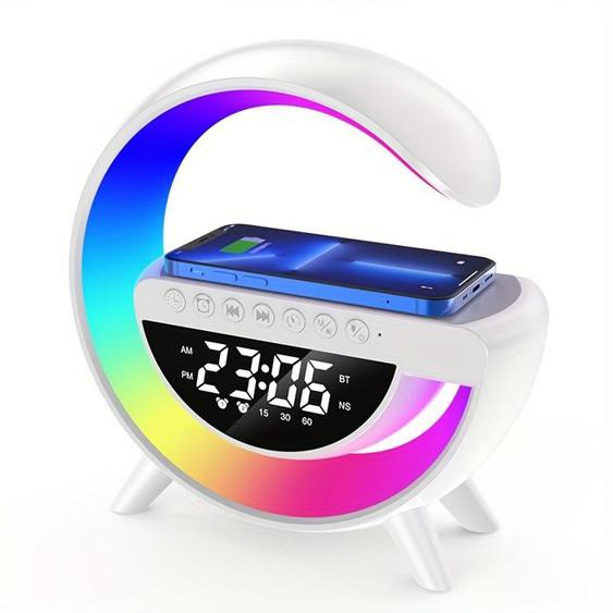 Lumière IC Rhythm RGB, veilleuse ambiance, chargeur sans fil, réveil, musique bruit blanc - Blanc