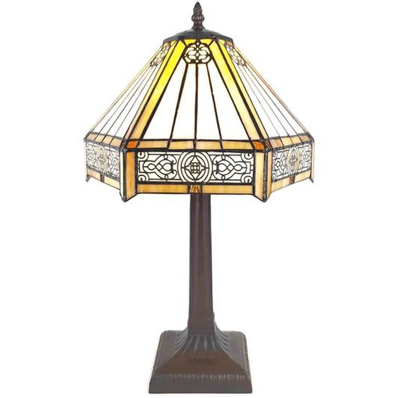 LumiLamp 5LL-6125 Lampe de table Tiffany Ø 30x50 cm E27-max 1x60W Beige, marron