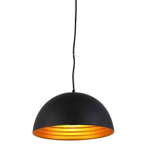 Luminaire suspendu classique à côtes dorées Modena, Variante : Ø 500 x 250 x 1070 mm, E27, 60 W, noir, doré