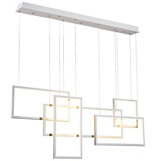 Luminaire suspendu moderne Quadratus avec formes géométriques, Variante : 1300 x 1500 x 150 mm, 105 W, 3000K, blanc