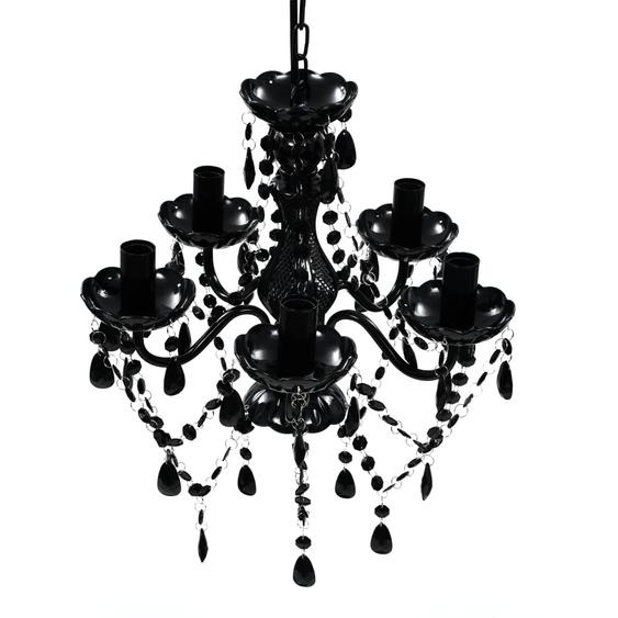 Lustre avec 5 ampoules Crystal noir