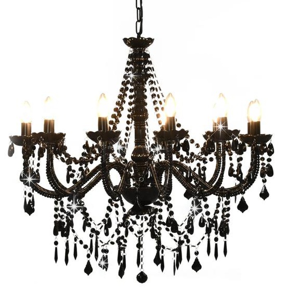 Lustre avec perles Noir 12 ampoules E14