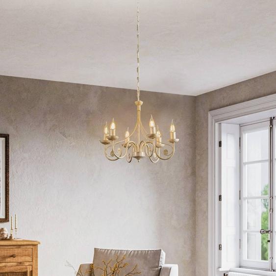 Lustre Ayleen Lamkur, dimmable, blanc, Salon / Salle à manger, Métal, Antique, Lustre