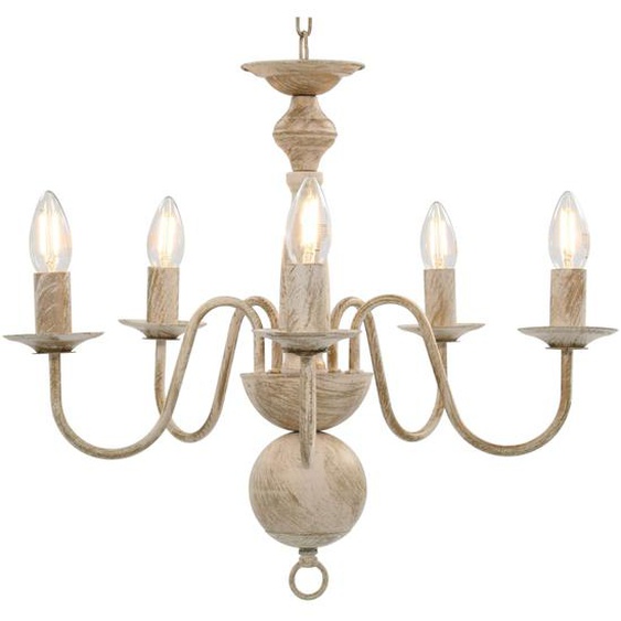 Lustre Blanc antique 5 ampoules E14