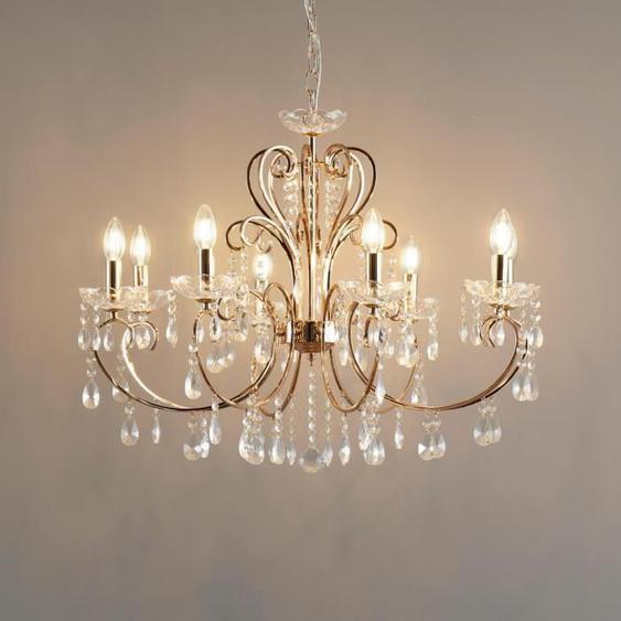 Lustre - KOSILUM - Pavia - Cristal de verre - Métal doré - 8 bras
