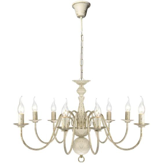 Lustre en métal blanc antique 8 x E14 ampoules