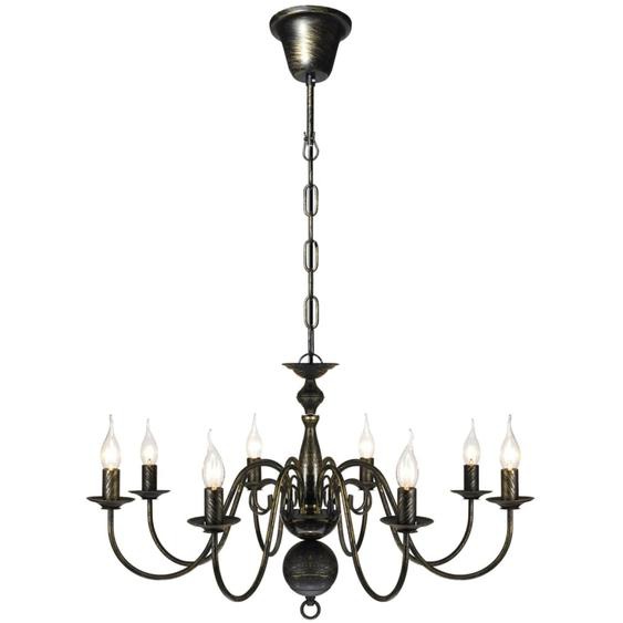 Lustre en métal noir antique 8 x E14 ampoules