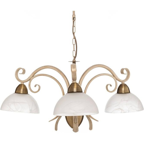 Lustre Flora Luminex, dimmable, blanc, Salon / Salle à manger, Verre, Maison de campagne / Rustique, Lustre