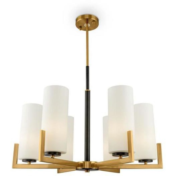 Lustre moderne - Maytoni - Fortano - 6 lumières - Laiton - Abat-jour en verre