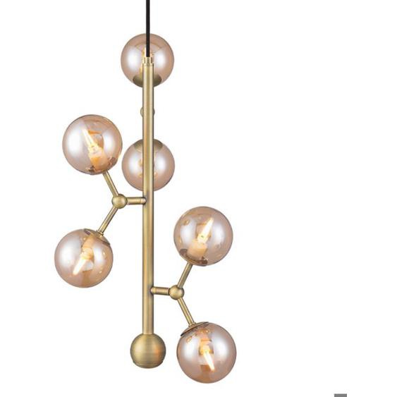 Lustre vertical - Halo Design - Atom - Verre fumé - 6 ampoules G9 - Style contemporain
