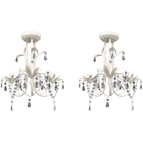 Lustres suspendus à cristaux 2 pcs Blanc élégant