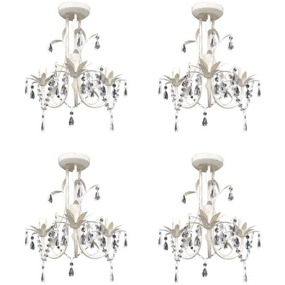 Lustres suspendus à cristaux 4 pcs Blanc élégant