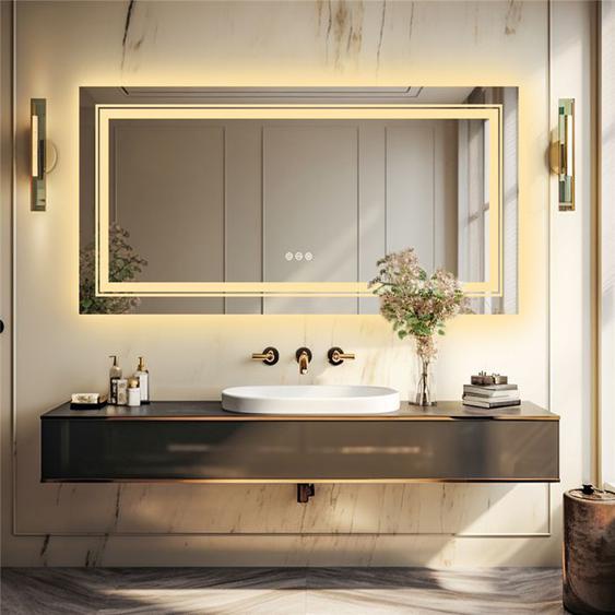 LUVODI Miroir de Salle de Bain LED - 120 x 80cm, CEE A++, Tactile, Mural, Anti-Buée - Miroir Lumineux, Cosmétique, de Maquillage