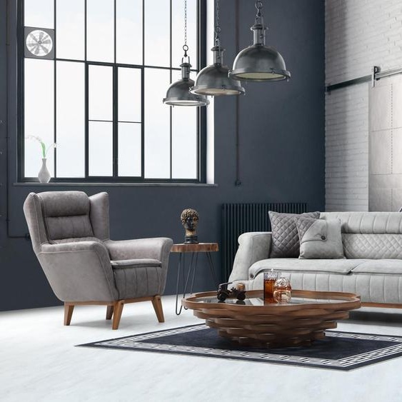 Luxueux salon gris clair Ensemble de canapés 3 places 1 place 2pcs