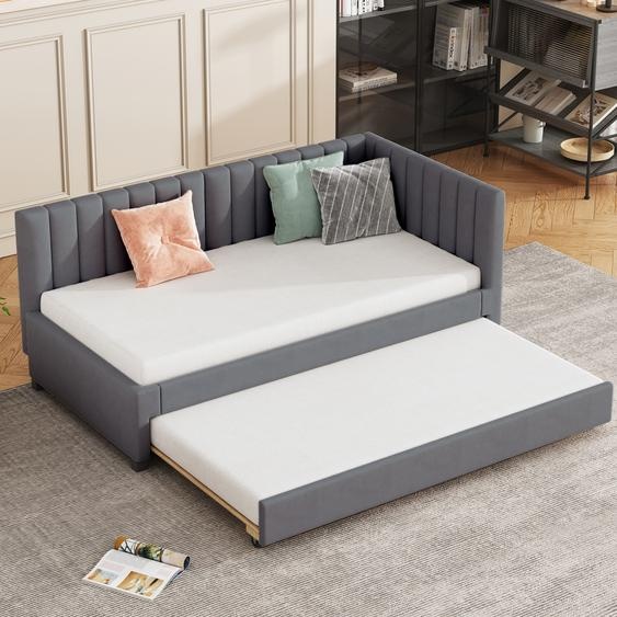 LVHOM Lit de jour 90x200cm, Lit de jour avec couchage extensible 90x190cm, Canapé-lit Gris