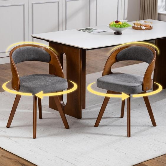 LVHOM, lot de 2 chaises de salle à manger pivotantes à 360°, chaises rembourrées de style scandinave avec pieds en hêtre, chaises de cuisine ergonomiques, gris