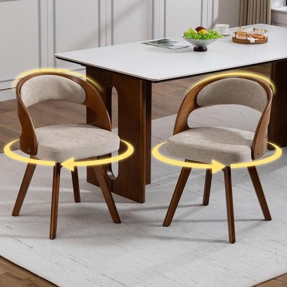 LVHOM, lot de 2 chaises de salle à manger pivotantes à 360°, chaises rembourrées de style scandinave avec pieds en hêtre, chaises de cuisine ergonomiques, kaki