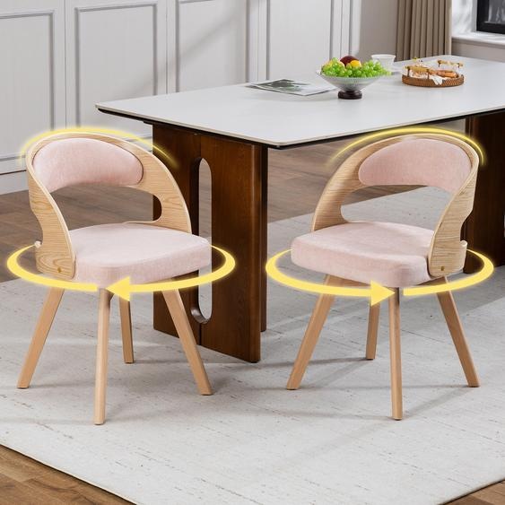 LVHOM, lot de 2 chaises de salle à manger pivotantes à 360°, chaises rembourrées de style scandinave avec pieds en hêtre, chaises de cuisine ergonomiques, rose