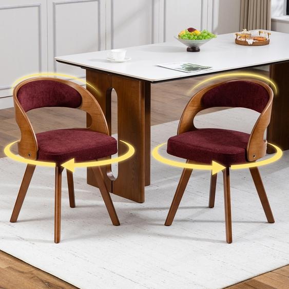 LVHOM, lot de 2 chaises de salle à manger pivotantes à 360°, chaises rembourrées de style scandinave avec pieds en hêtre, chaises de cuisine ergonomiques, rouge vin