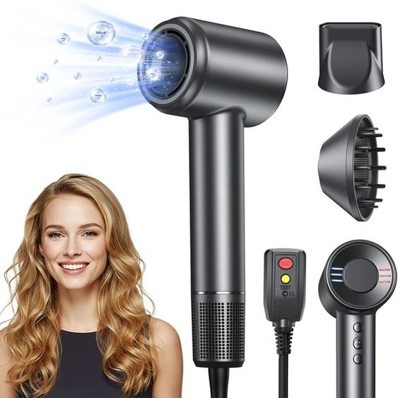 LYSMOSKI 120000   Sèche-cheveux ionique négatif, moteur sans balais 40 M/S, séchage rapide, haute vitesse, faible bruit, thermo-contrôle