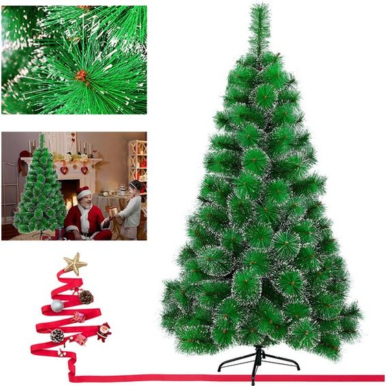 LZQ Arbre de Noël artificiel 240cm Sapin de Noël en épicéa Décoration Arbre de Noël avec support métallique Décoration de Noël, montage rapide