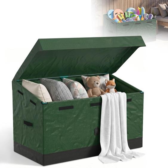 LZQ Coffre de rangement 530 L, coffre de jardin et coffre à coussins, résistant aux intempéries et imperméable, coffre de rangement dextérieur avec cadre métallique et bâche de protection, pliable, coffre de jardin pour le jardin, le balcon et la