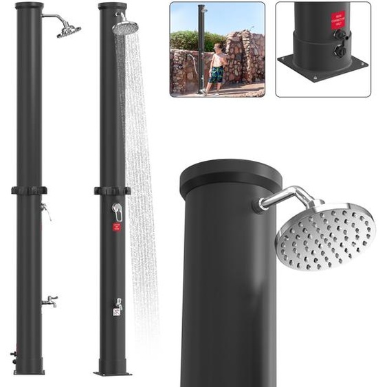 LZQ Douche de jardin solaire douche extérieure 40 litres douche solaire eau chaude max. 60°C, douche extérieure piscine avec pommeau de douche , noir