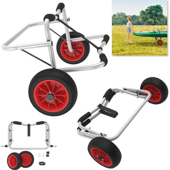 LZQ Pliable Chariot à canoës réglable en aluminium, chariot de transport pour bateaux, canoës et kayaks, chariot de surf avec coussins, sangles