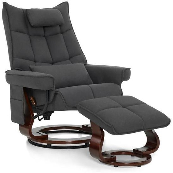 M MCombo 9076 Fauteuil relax moderne avec pouf, pivotant et avec fonction chaise longue9076 (gris foncé-microfibre)