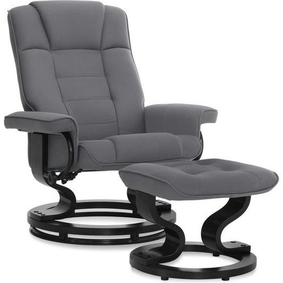 M MCombo Fauteuil relax avec pouf, Fauteuil TV, 9019 (microfibre grise)
