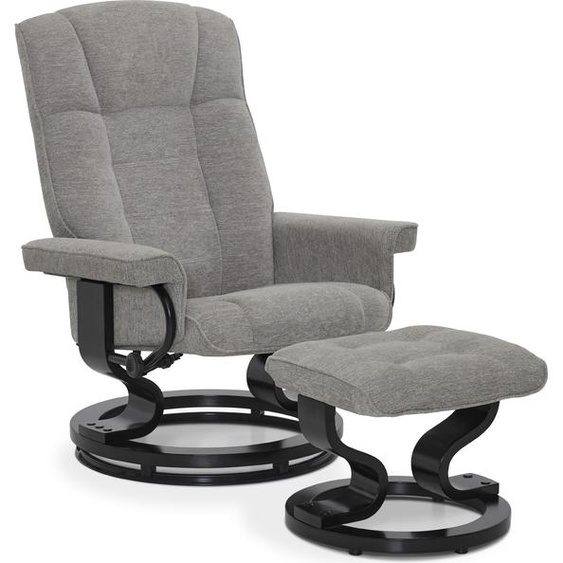 M MCombo Fauteuil relax avec pouf, Fauteuil TV pivotant à 360° avec fonction chaise longue, Fauteuil relax moderne pour salon, , Tissu, 9019 (Tissu gris clair)