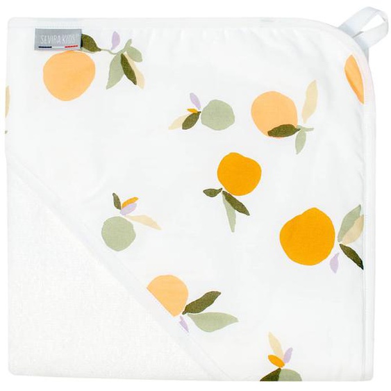 Ma Première Cape De Bain En Coton Et Bambou Clem Clem, Orange, Vert