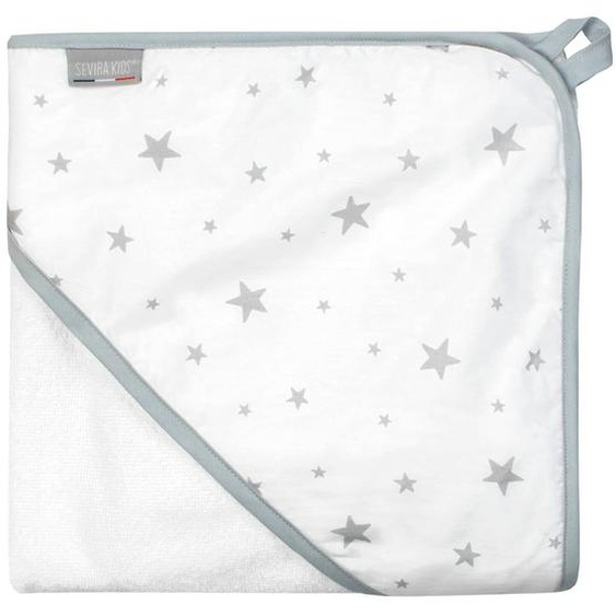 Ma Première Cape De Bain En Coton Et Bambou Stella Stella, Imprimé Étoiles Blanc,