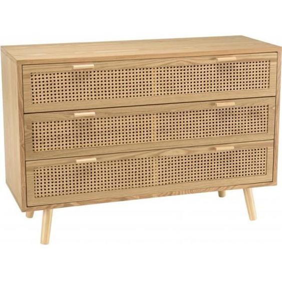 Commode - MACABANE - ROMEO - 3 tiroirs - MDF plaqué frêne - Style contemporain