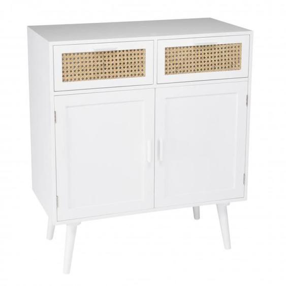 MACABANE SANDRO - Buffet blanc 2 portes 2 tiroirs cannage naturel