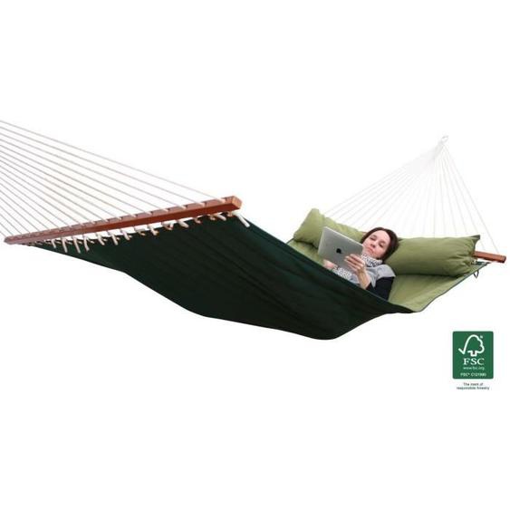 MacaMex California Smaragd Grün - hamac double barre rembourré résistant aux intempéries (certifié FSC™) vert imperméable pour 2 p