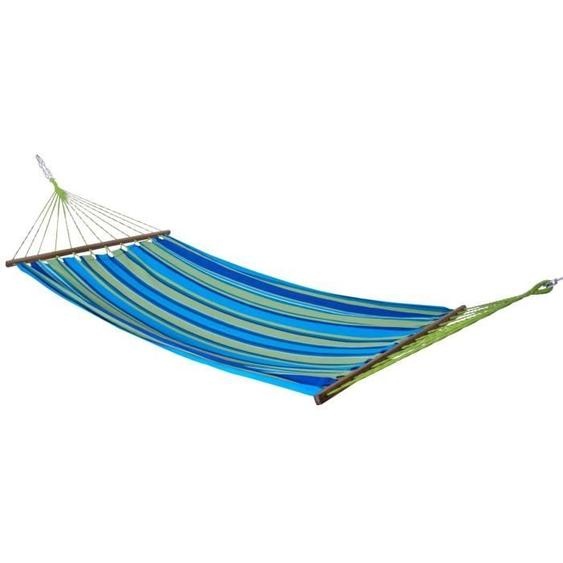 MacaMex Caribe Grande Dorada hamac à barre XL bleu vert bleu Coton pour 2 personnes Taille extra grand 230 x 130 cm  max 140 kg Co