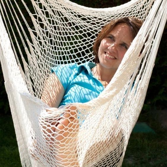 MacaMex Fauteuil suspendu en filet mexicain nature blanc coton Chaise suspendue