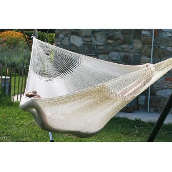 MacaMex Hamac filet Mammut Super Nylon blanc - résistant aux UV blanc nylon respirante pour 3 personnes Taille grand 220x250 cm  m